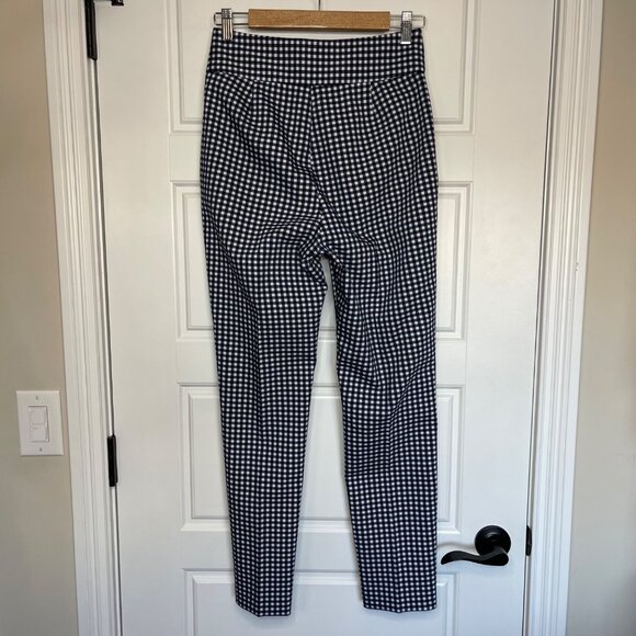 Zara Woman Gingham High Waisted Ankle Pants Size 4 Pockets Trousers Navy White - Picture 3 of 10